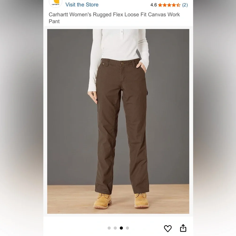 Carhartt WOMEN'S RUGGED FLEX® LOOSE FIT CANVAS WORK PANT Dark Brown - Picture 1 of 5